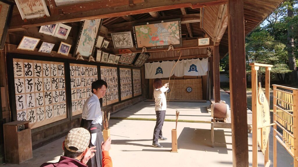 弓矢体験ができる弓道場