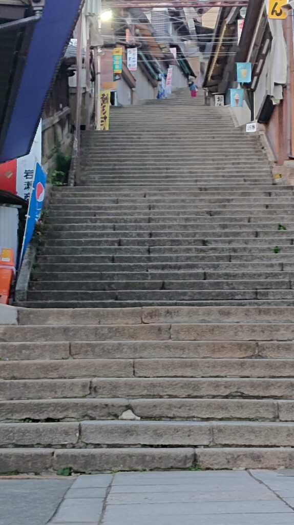 急な石階段の様子