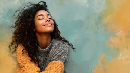 満足げな表情の女性